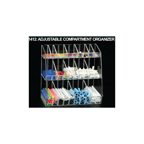 Plasdent 1412 Adjustable Compartment Organizer Clear Acrylics 12" X 11.75" X 7"