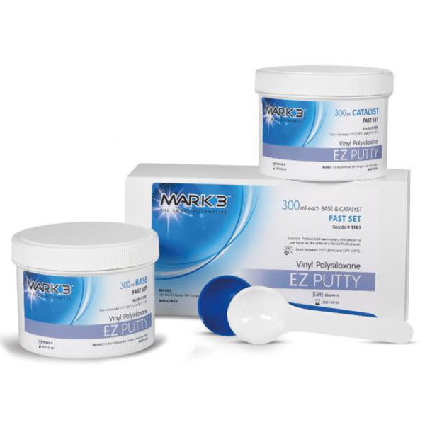 Mark3 1161 EZ VPS Impression Material Putty Fast Set Base & Catalyst 300 mL