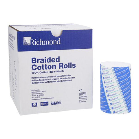 Richmond Dental 201226 Cotton Rolls Braided 4" x 3/8" Medium Non-Sterile 250/Bx