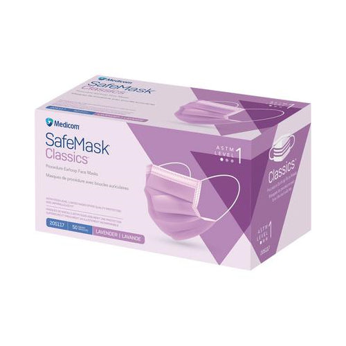 Medicom 205117 SafeMask Classics Earloop Face Masks ASTM Level 1 Lavender 50/Box