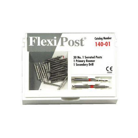 Essential Dental Systems 140-01 Flexi-Post Stainless Steel Posts #1 Red 30/Pk