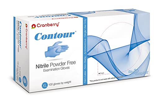 Cranberry 3119 Contour Nitrile Examination Gloves Powder Free Extra Large 100/Bx