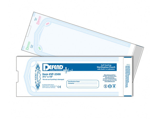 Mydent SP2500 Defend Plus Self Sealing Sterilization Pouches 3.5" X 10" 200/Box