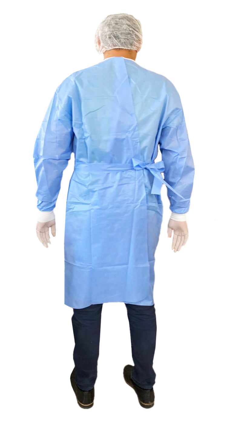 House Brand 910781 Level 1 Medical Hospital Isolation Gown Splash Resistant Cuffed Blue