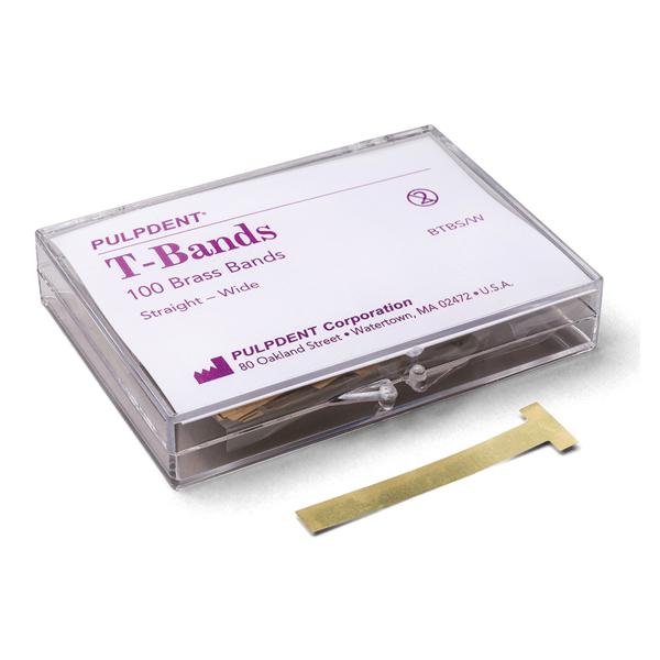 Pulpdent BTBS/W T-Bands Brass Dental Matrix Bands Straight Wide 100/Pk