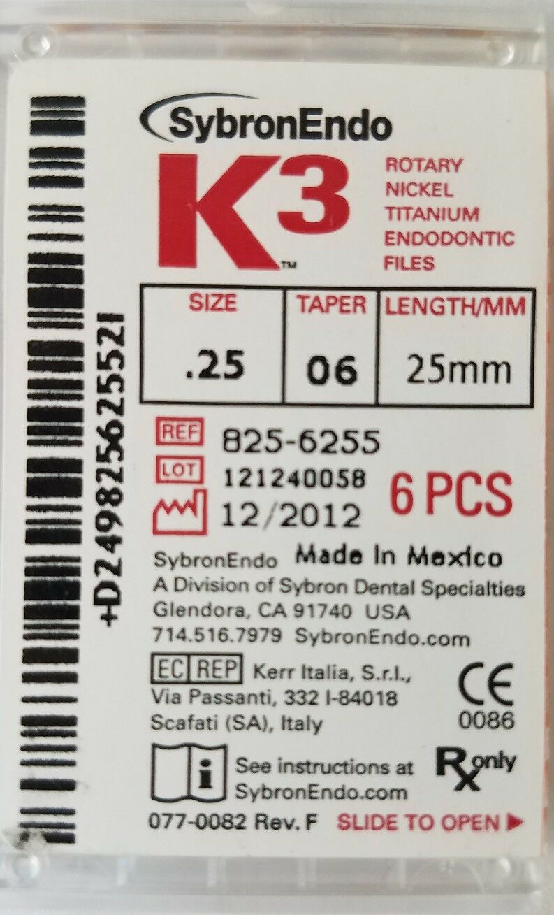 Kerr Dental 825-6255 SybronEndo - K3 Engine Files .06 mm 6/Pack6/Pack #25