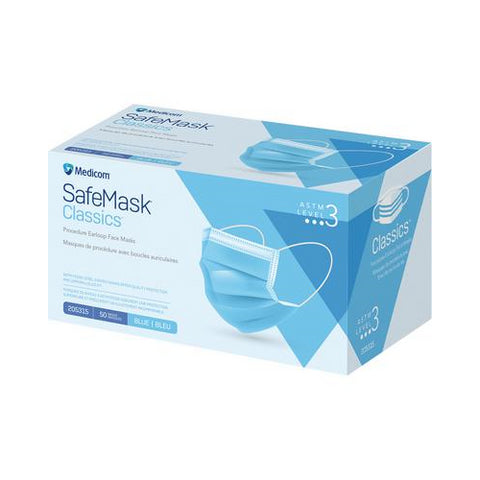 Medicom 205315 SafeMask Classics Earloop Face Masks ASTM Level 3 Blue 50/Pk