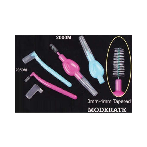 Plasdent 2000M Interdental Brushes 3mm - 4mm Moderate Blue & Mauve Assorted 50/Pk