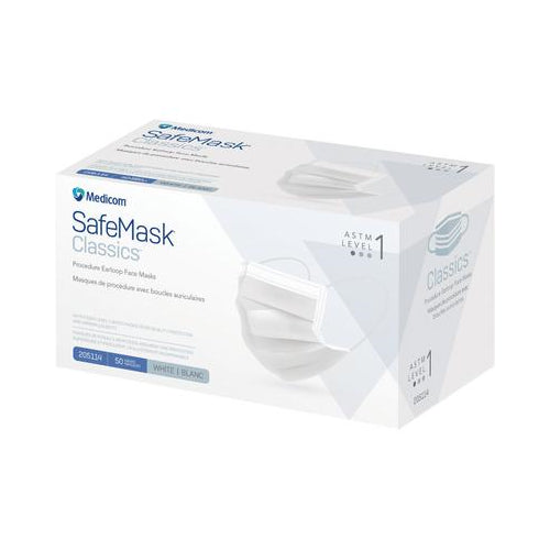 Medicom 205114 SafeMask Classics Earloop Face Masks ASTM Level 1 White 50/Pk