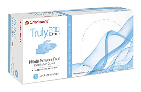 Cranberry 3216 Truly 200 Nitrile Examination Gloves Small Powder Free Light Blue 200/Box