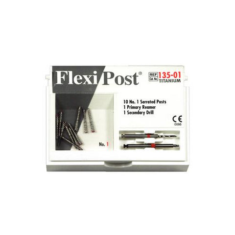 Essential Dental Systems 135-01 Flexi-Post Titanium Posts #1 Parallel Red 10/Pk