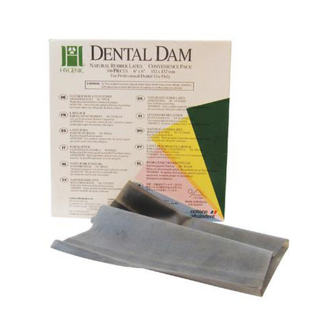 Coltene Whaledent H04245 Hygenic Rubber Dental Dam 6'' x 6'' Medium Dark 364/Bx Exp Jun 2024