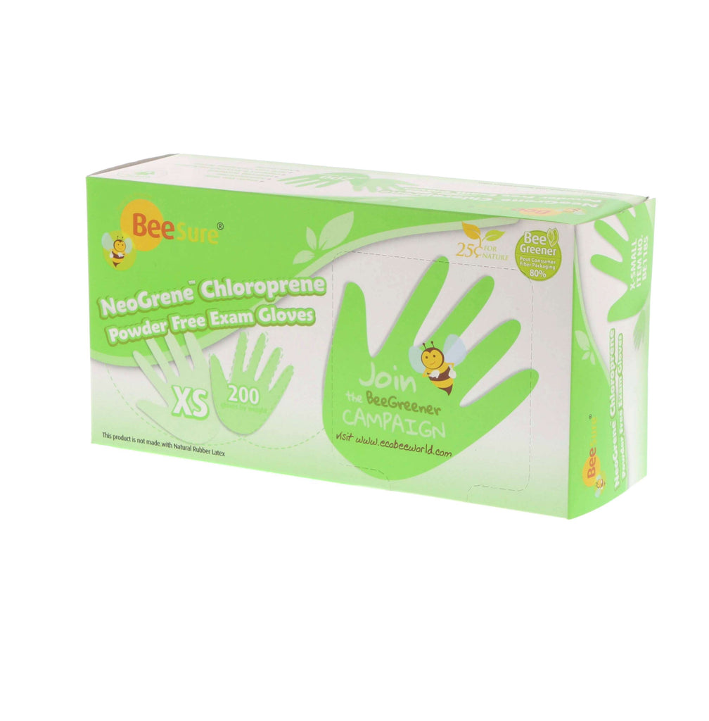 Cranberry 1185 BeeSure NeoGrene Chloroprene Examination Gloves Powder Free Extra Small 200/Box