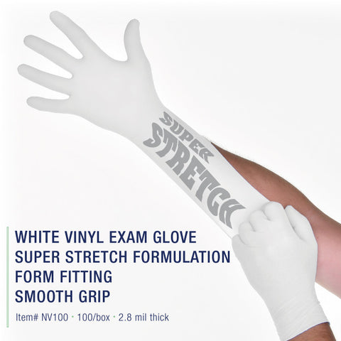 Dash Medical NV100M Nuvo Vinyl Exam Gloves Powder Free Medium 100/Bx