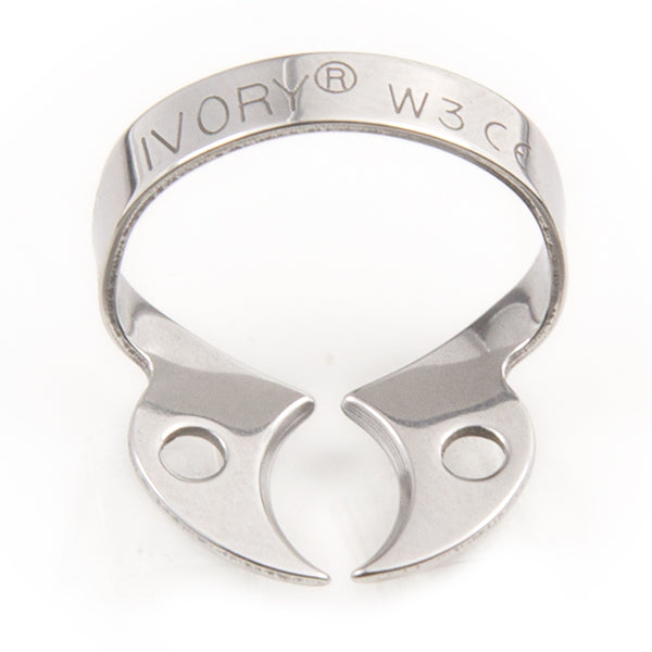 Kulzer 50057522 Ivory Metal Rubber Dam Clamp Wingless Flat Jawed Molar #W3