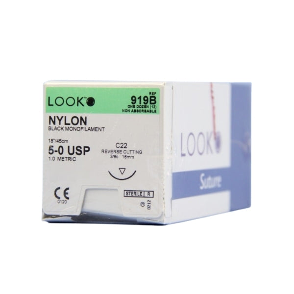 Look X919B Nylon 5-0 Black Sutures 18