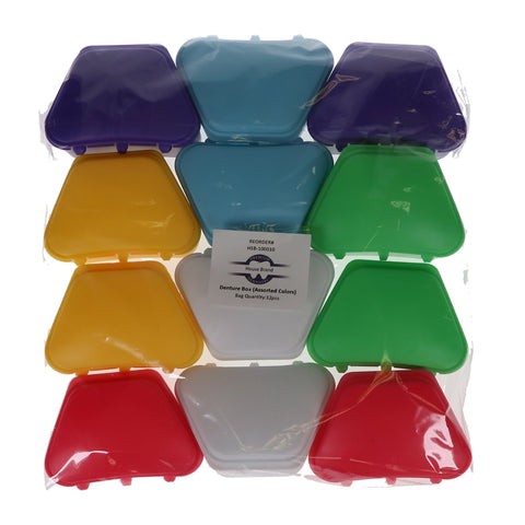 House Brand Dentistry 100010 Denture Storage Boxes Assorted Colors 12/Pk