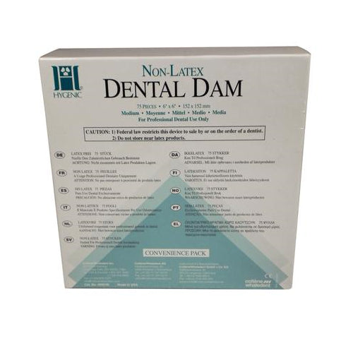 Coltene Whaledent H09106 Hygenic Non-Latex Dental Dam 6"x6" Medium Green 75/Bx