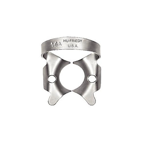 Hu-Friedy RDCM14A Rubber Dam Clamp #14A Winged Molars Downward Slope Satin Steel