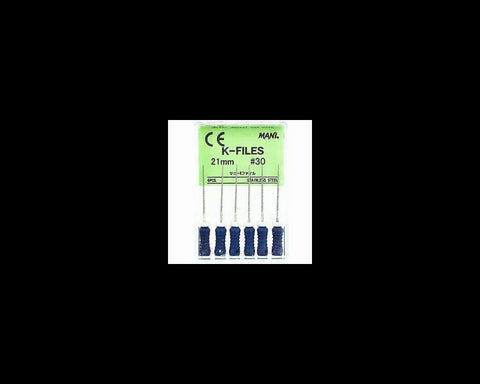 Mani MK2130 K-Files Endodontic Files 21mm #30 Stainless Steel 6/Bx