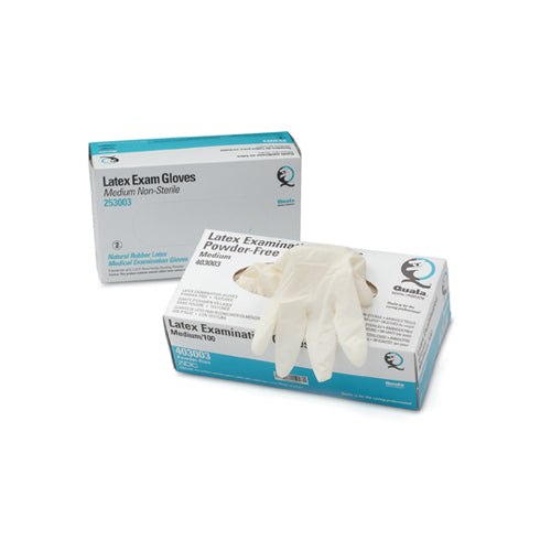 Quala 403003 Latex Exam Gloves Powder Free Textured 100/Pk Medium