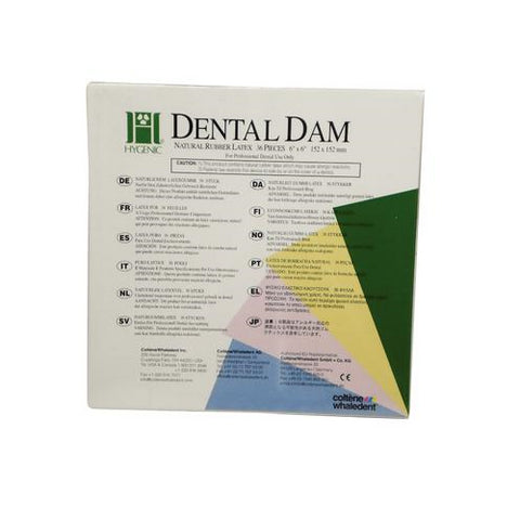 Coltene Whaledent H00535 Hygenic Rubber Dental Dams 6" x 6" Heavy Light 36/Bx
