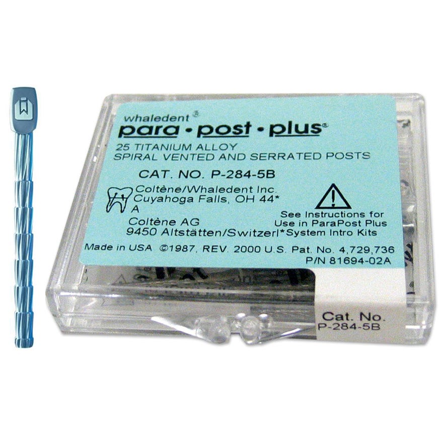 Coltene Whaledent P284-4B ParaPost Plus Titanium Posts .040" Yellow 25/Pk