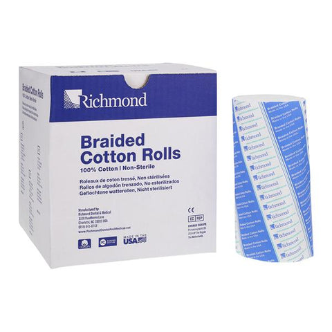 Richmond Dental 201208 Cotton Rolls Braided 6" x 3/8" Medium Non-Sterile 200/Bx