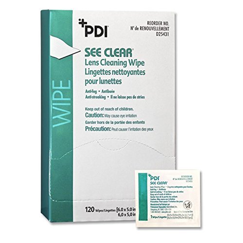 PDI Professional Disposables D25431 See Clear Eye Glass Cleaning Wipes 120/bx