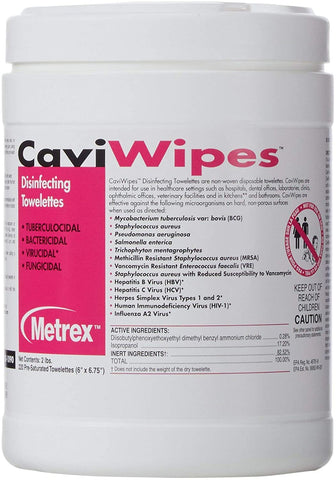Metrex 10-1090 CaviWipes Towelettes Disinfectant Cleaner Large 220/Pk 12/Cs