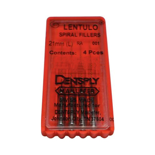 Dentsply Maillefer 671560 Lentulo Spiral Fillers Paste Carriers Stainless Steel #1 Red 21mm 4/Pk