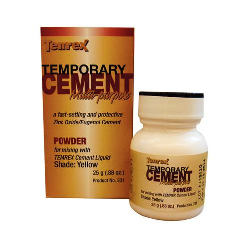 Temrex 331 Zinc Oxide Eugenol Temporary Dental Cement Powder Yellow 25 Gm Bottle