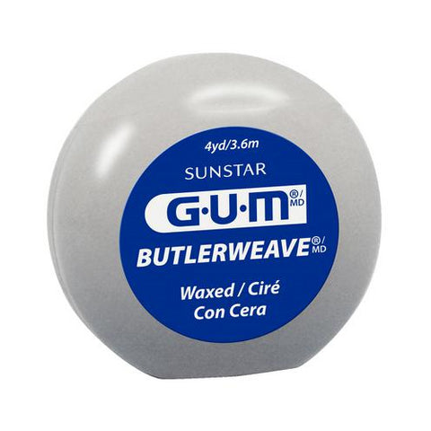 Sunstar Butler 1115A GUM ButlerWeave Waxed Unflavored Dental Floss 4 Yards 144/Bx