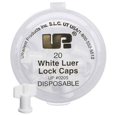 Ultradent 205 Disposable Dental Luer Lock Caps Winged White 20/Pk