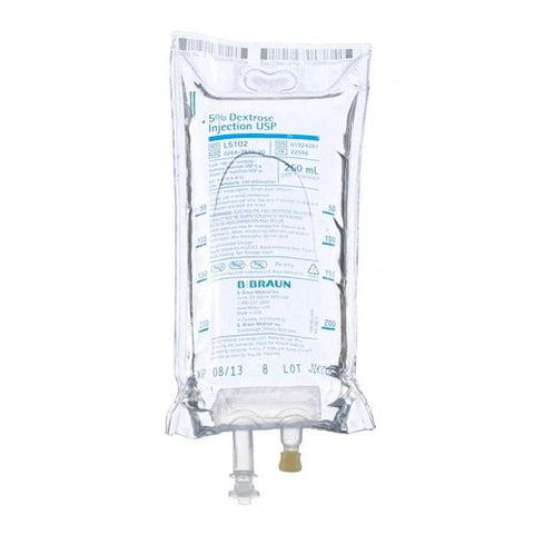 B Braun L5102 5% Dextrose In Water Solution 250 mL Plastic Bag