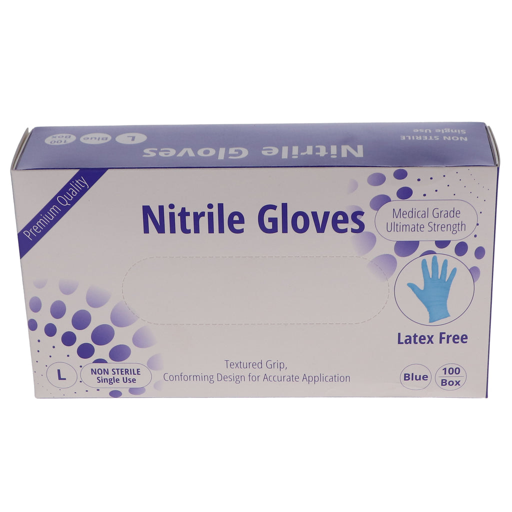 House Brand Dentistry 119133 Nitrile Exam Gloves Powder Free Textured Blue 100/Bx Large