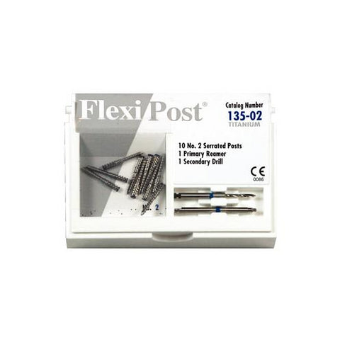 Essential Dental Systems 135-02 Flexi-Post Titanium Posts #2 Parallel Blue 10/Pk