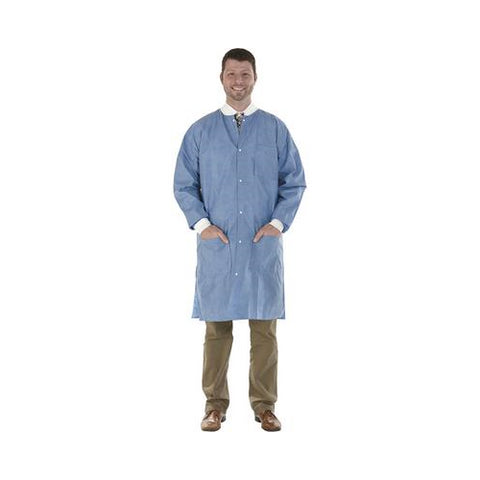 Medicom 8107-C SafeWear High Performance Lab Coats SMS Fabric Deep Blue Large 12/Pk