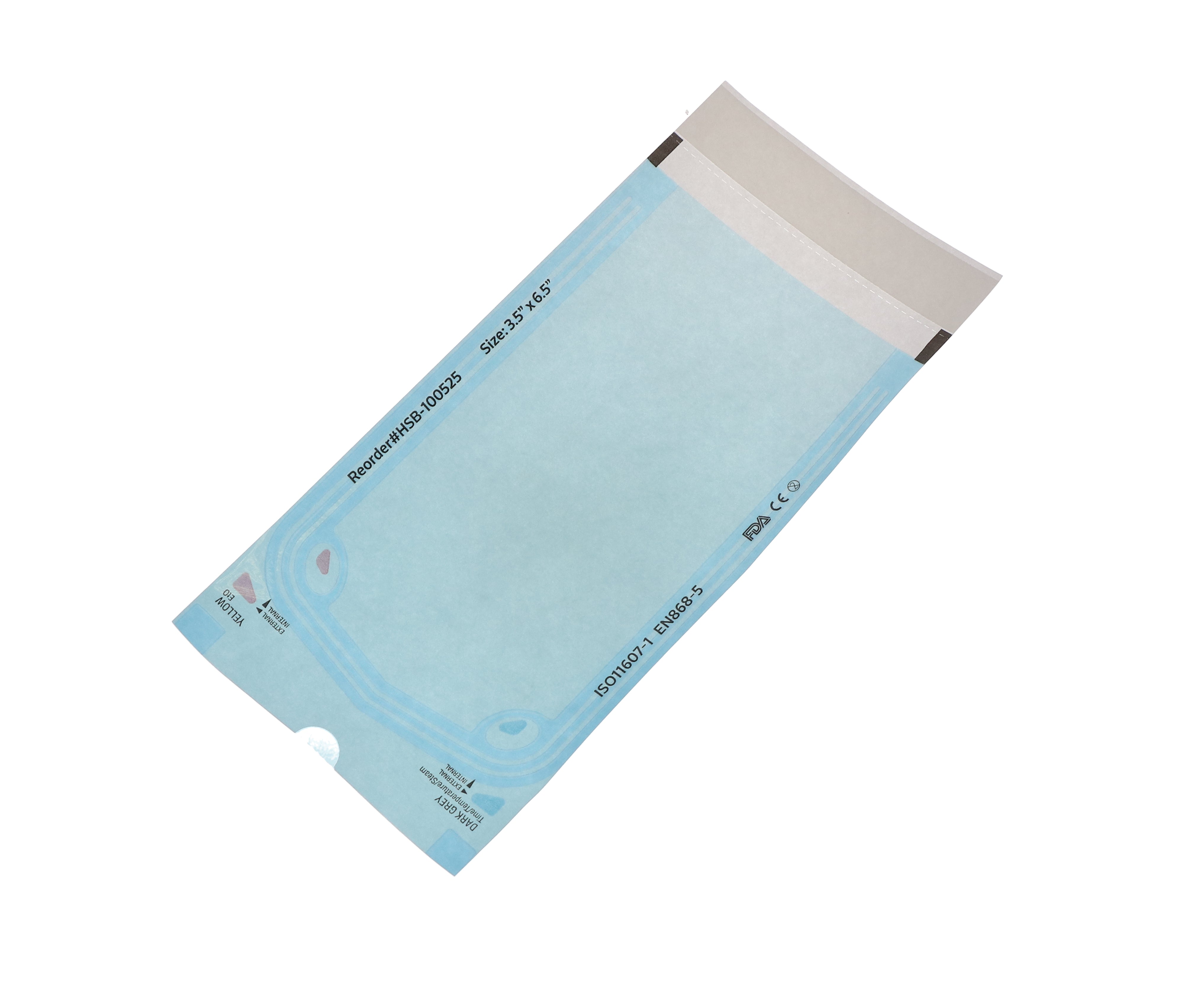 House Brand Dentistry 100525 Paper/Blue Film Self-Sealing Sterilization Pouches 3.50