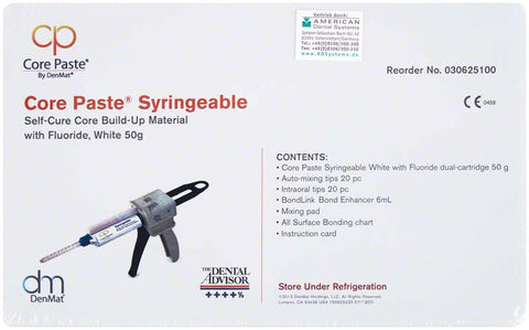 Denmat 030625100 Core Paste Self Cure Syringeable with Fluoride White Kit EXP Oct 2024