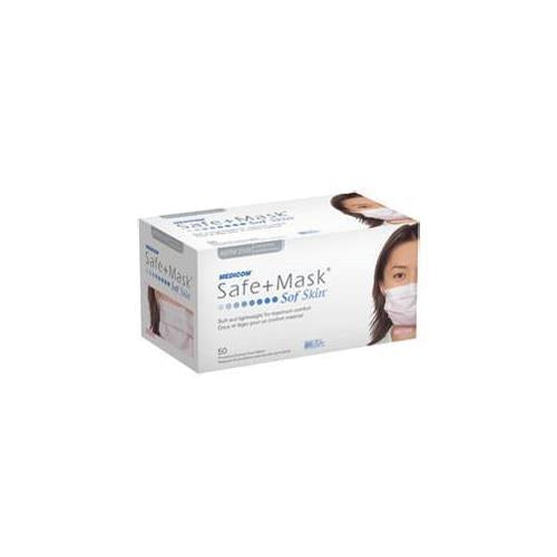 Medicom 2082 SafeMask Sofskin Earloop Face Masks ASTM Level 1 Pink 50/Bx