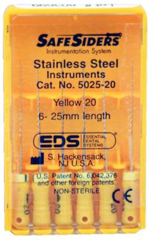 Essential Dental Systems 5025-20 SafeSiders Reamers Stainless Steel 25mm #20 6/Pk