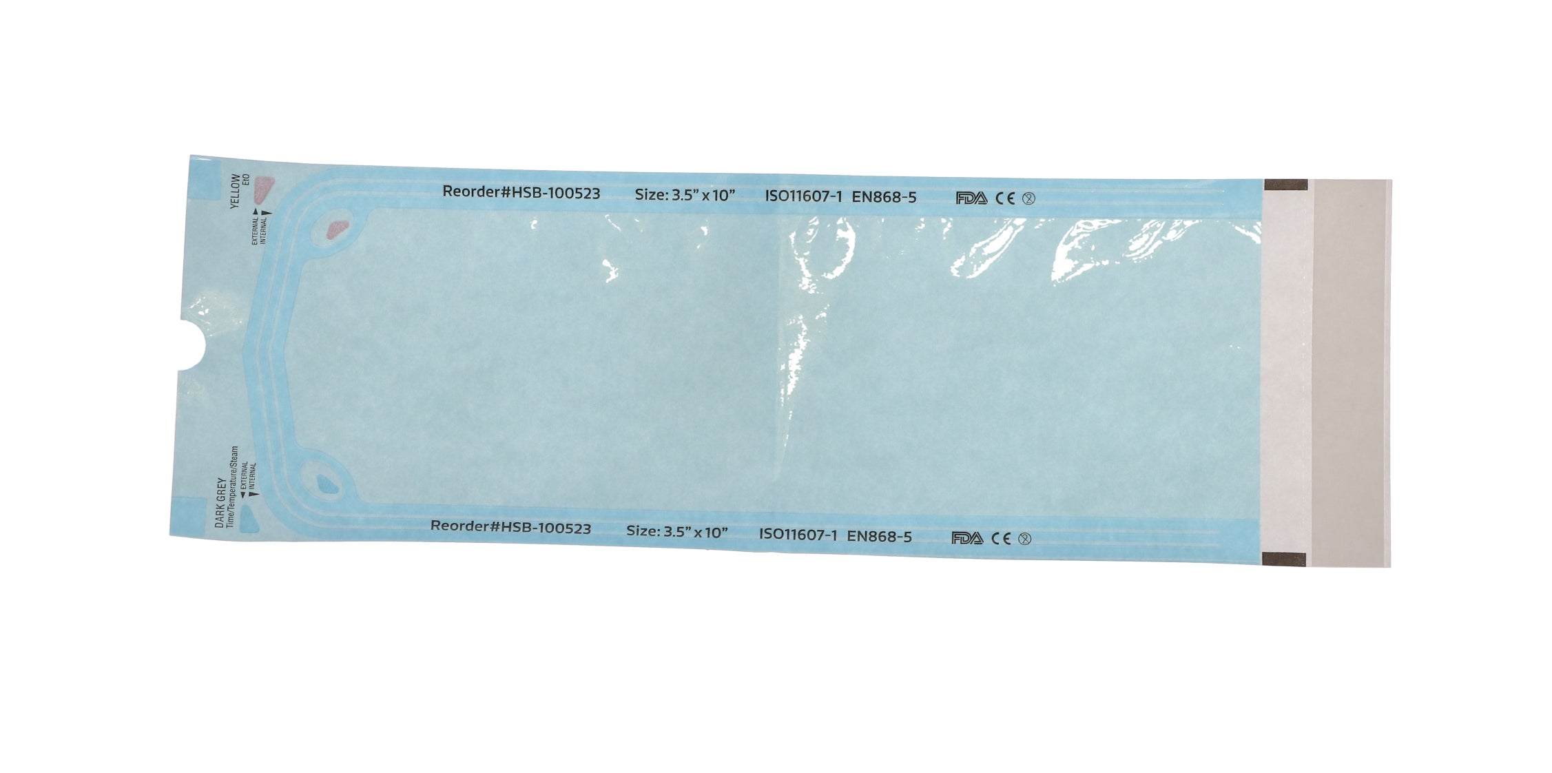 House Brand Dentistry 100523 Paper/Blue Film Self-Sealing Sterilization Pouches 3.50