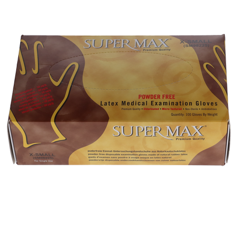 Supermax 98225 Aurelia Vibrant Latex Examination Gloves PF Extra Small 100/Bx