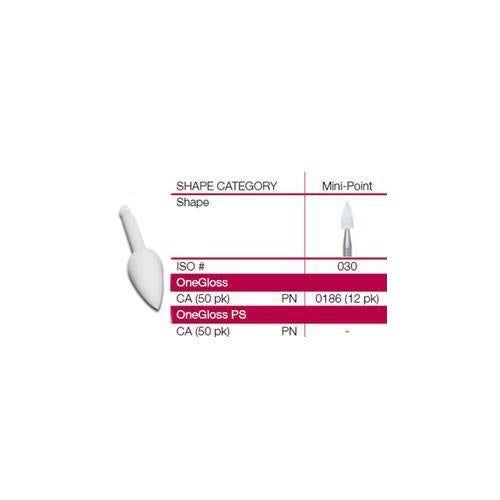 Shofu Dental 0186 OneGloss Silicone Polishers Contra Angle CA Mini Points 12/Pk