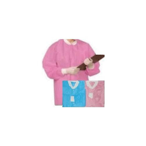 House Brand IC536 Dental Lab Jackets SMS Fabric Latex Free Pink Large 10/Pk