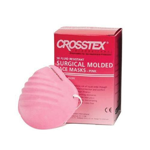 Crosstex GCPK Surgical Molded Headband Cone Utility Face Masks Pink 50/Bx