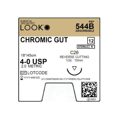 Look X544B Chromic Gut Absorbable Sutures 4-0 18
