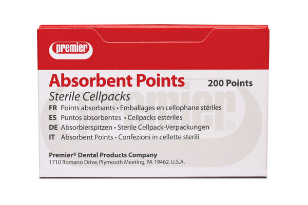 Premier Dental 9055104 Absorbent Paper Points Medium Sterile 200/Pk