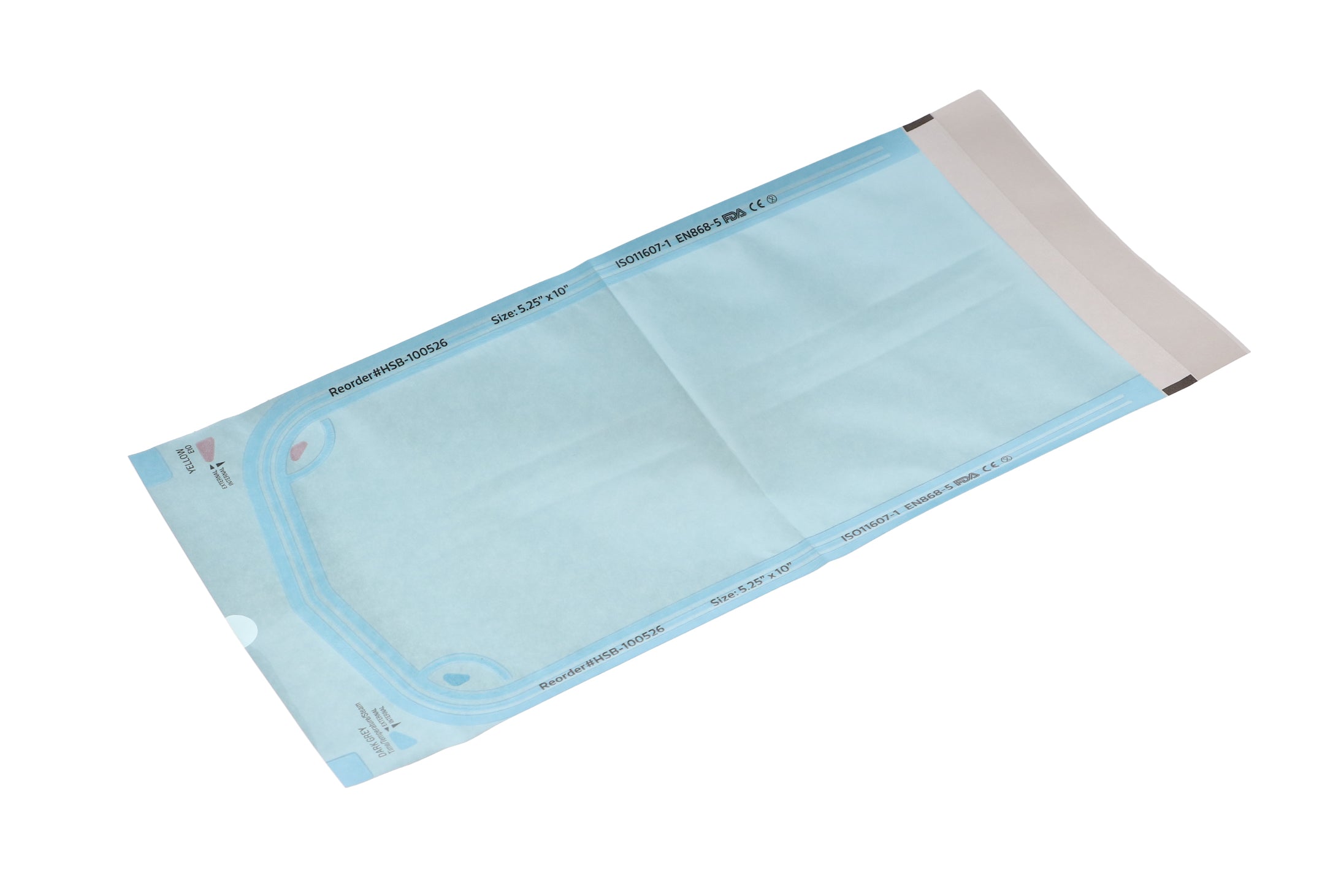 House Brand Dentistry 100526 Paper/Blue Film Self-Sealing Sterilization Pouches 5.25